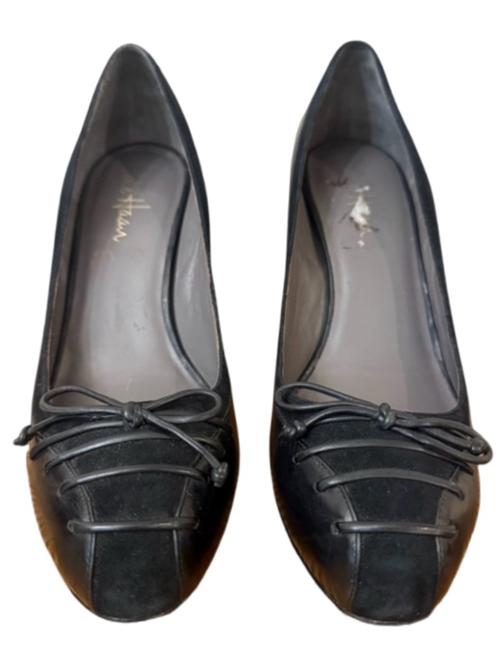 Cole Haan Air Violet 90 Black Leather Suede Lace Up Pump Nike Air Size 8.5